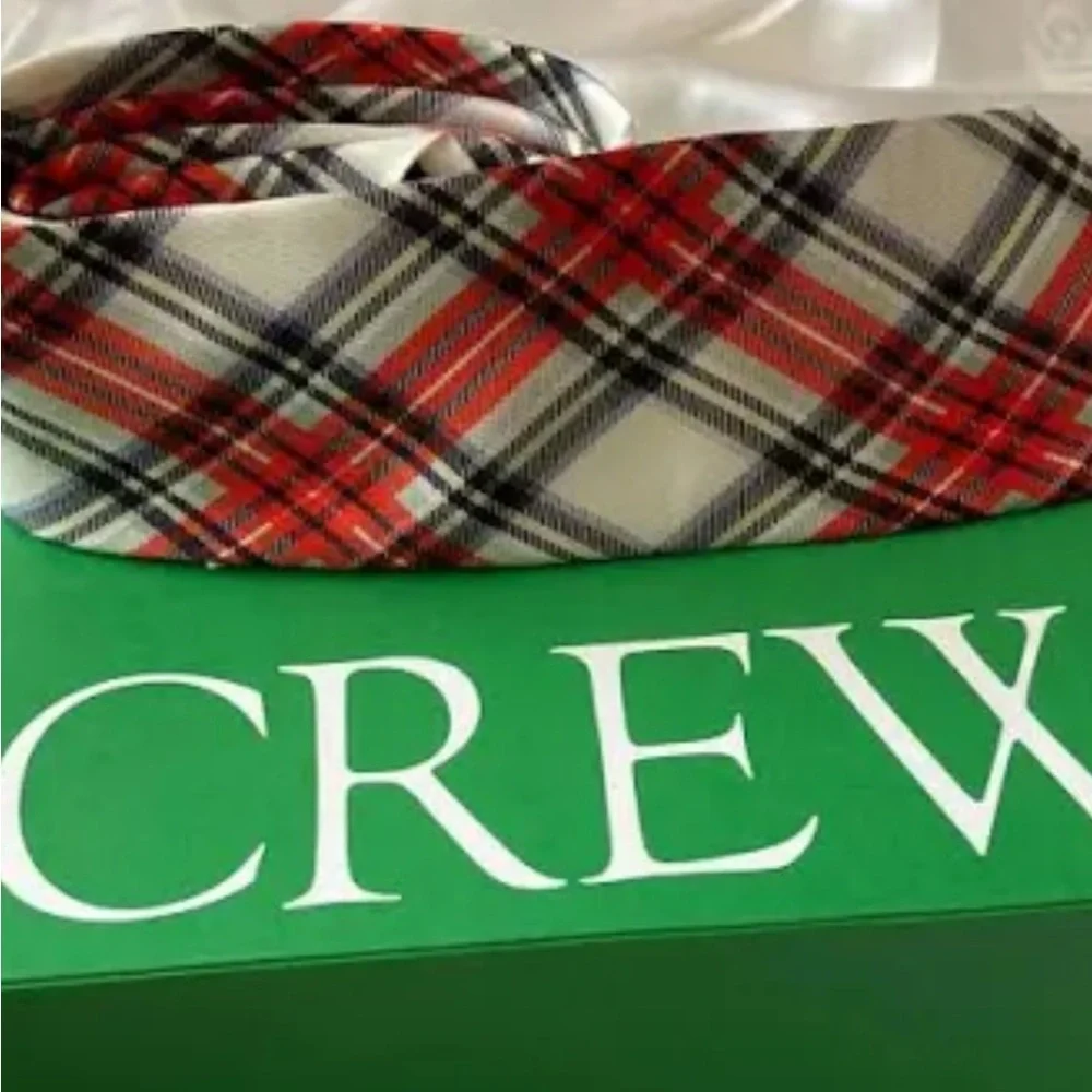 J Crew Crewcuts Plaid Classic Tie, red, black, white, yellow